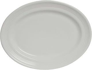 Tuxton China CWH-096 Platter, 9-3/4" x 6-1/2", Oval, Wide Rim, Microwave and Dishwasher Safe, Oven Proof, Fully Vitrified, Ceramic, Concentrix, White, Pack of 24