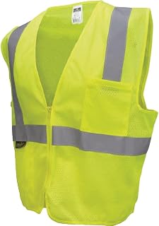 Radians SV2ZGM 2X Safety Vest Class 2 Zipper with Pockets Lime Green Mesh
