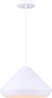Canarm Byck 1-Light Pendant Light, White Finish with Modern Design, Adjustable Height, Contemporary Lighting for Kitchen Island, Dining Room or Living Room