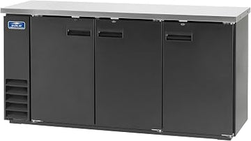 Arctic Air ABB72 73" Three Solid Doors Back Bar Refrigerator, 20.7 Cubic Feet, Stainless Steel, Black, 115v