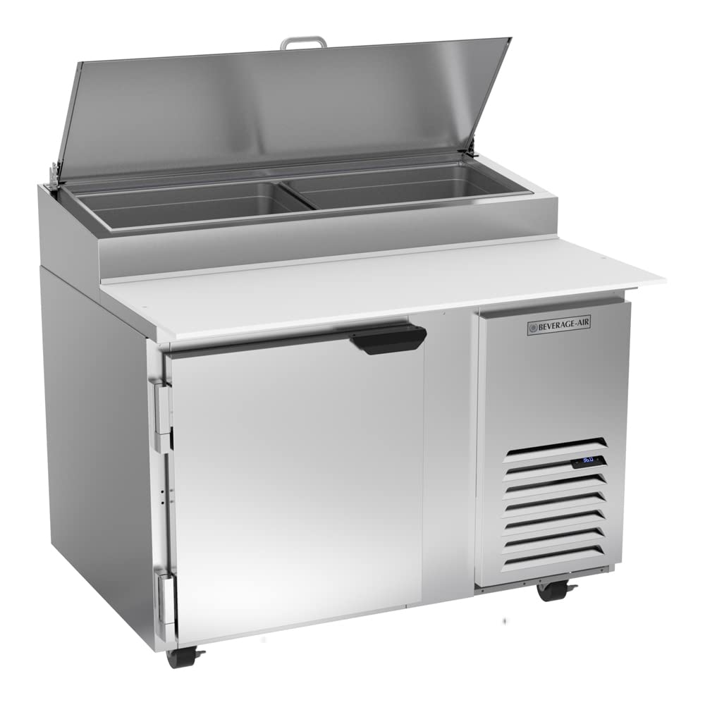 46" W Two Door Refrigerated Pizza Prep Table by Beverage Air – 12.0 cubic_feet, Stainless Steel, Model DP46HC