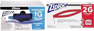 ZiplocZiploc 94604 Double-Zipper Freezer Bags – One Size, 2.0 gallons, Plastic, Clear, Pack of 100
