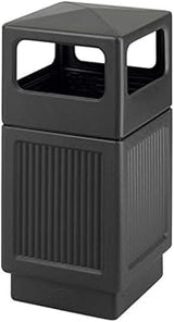 Safco Canmeleon Recessed Panel Indoor Outdoor Trash Can, 38 Gallon, Black | Large Receptacle Container for Gas Stations, Shopping Outlets, and Restaurants Use