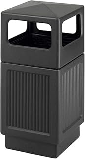 Safco Canmeleon Recessed Panel Indoor Outdoor Trash Can, 38 Gallon, Black | Large Receptacle Container for Gas Stations, Shopping Outlets, and Restaurants Use