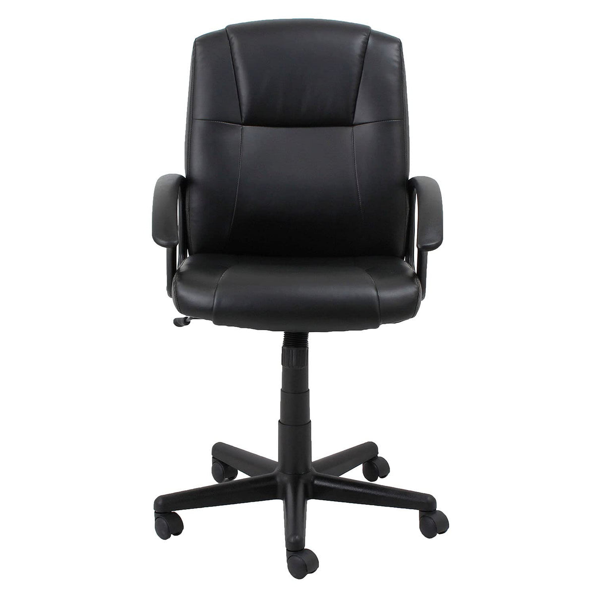 Executive Chair with Mid Back & Fixed Arms by Global Industrial – Leather, Black, Model 80318M-ANT