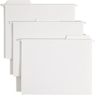 SMEAD FasTab Hanging File Folder, 1/3-Cut Built-in Tab, Letter Size, White, 20 per Box (64002)