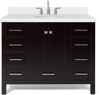 ARIEL A043SWQOVO Cambridge 43" Free Standing Single Basin Vanity Set with Cabinet and Quartz Vanity Top