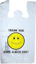 Primepak Smiley Face Plastic Grocery Tote Bag White, 1/6 BBL | 500/Case