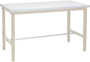 Global Industrial Heavy Duty Adjustable Height Workbench, 96" W x 36" D, | 1-5/8" Thick Plastic Laminate Square Edge, 5000 Lbs Capacity, Tan, Assembly Required