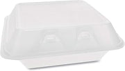 Pactiv Evergreen SmartLock Foam Hinged Lid Container, Medium, 3-Compartment, 8 x 8.5 x 3, White, 150/Carton