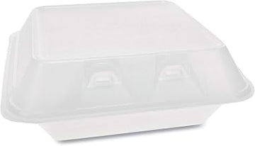 Pactiv Evergreen SmartLock Foam Hinged Lid Container, Medium, 3-Compartment, 8 x 8.5 x 3, White, 150/Carton