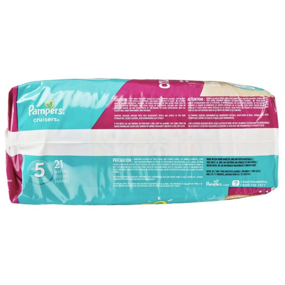 Cruisers Diapers Size 5 19 Count by Pampers – Size 5 (19 Count), Paraben Free, Latex Free, Chlorine Free, Model 037000751984