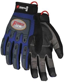 MCR Safety B100M ForceFlex Clarino Synthetic Leather Gloves with Adjustable Wrist Closure, Blue/Black, Medium, 1-Pair