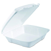 Foam Hinged Lid Containers by DART – 9.4 x 9 x 3 inches, 100.0 milliliters, Foam, White, Model DCC90HT1R