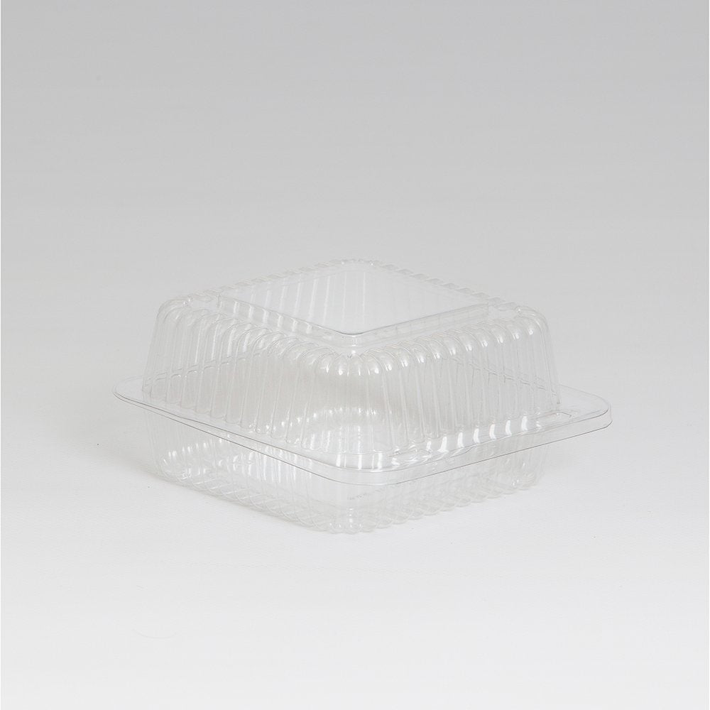 5 5/8" x 5 1/4" x 2 5/8" Clear Plastic Hinged Deli Container - 500 per case by Inline Plastics Corporation – 500.0 milliliters, Polyethylene Terephthalate (PET), Clear, Model SLP20
