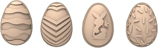 Silikomart Choco Stamp E, Easter-Themed Egg-Shaped Professional Silicone Chocolate Stamp Set with Handles for 40x28x15mm Egg Molds, Modular Confectionery Decorating Tools
