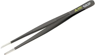 Wiha 44520 Tweezers, ESD Safe, Universal Blunt Tip Serrated