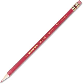 Prismacolor Verithin Colored Pencil with Eraser, Crimson Red, 12-Count (2214)