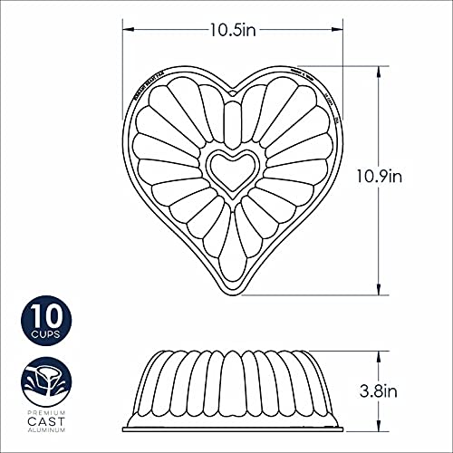 Nordic Ware Elegant Heart / 10 Cup / Toffee Bundt Pans