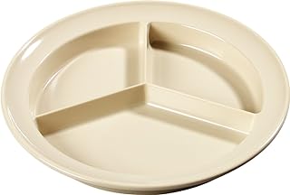 Carlisle FoodService Products Kingline Plate with 3 Compartments, Heavy Duty Melamine Dish for Serving, 8.75", 1 Count, Tan