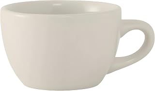 Tuxton China TNR-001 Cup, 7 oz., 3-3/4" Diameter x 2-3/8"H, Microwave and Dishwasher Safe, Oven Proof, Fully Vitrified, Ceramic, Reno/Nevada, American White/Eggshell, Pack of 36