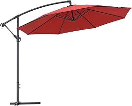 GEC Global Industrial Cantilever Umbrella w/Crank, Tilt & Cross Brace, Olefin Fabric, 10'W, Red