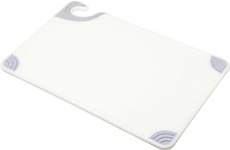 San Jamar Saf-T-Grip Plastic Cutting Board with Safety Hook, 12" x 18" x 0.5", White