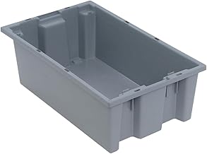 QUANTUM STORAGE SYSTEMS SNT180GY Genuine Stack and Nest Tote, Heavy-Duty Polypropylene Container for Warehouse, Shipping & Storage, 18" x 11" x 6", Gray, 6-Pack