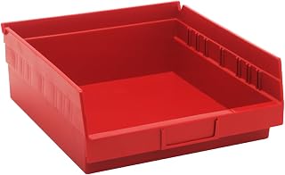 QUANTUM STORAGE SYSTEMS K-QSB109RD-10 10-Pack Plastic Shelf Bin Storage Containers, 11-5/8" x 11-1/8" x 4", Red