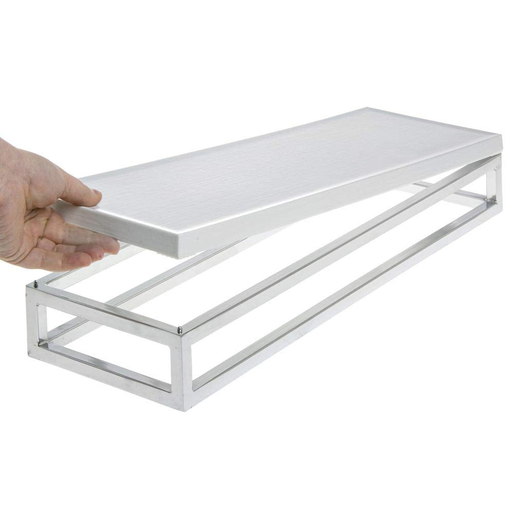 Cerve Collection Chrome Display Riser with White Top - 3 1/5"H by HUBERT – Metal, Grey, Model 53034+21734