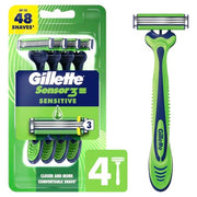 Gillette 4 Count (Pack of 1) / Sensor3 Sensitive (4ct) / Green/White Disposable Razors