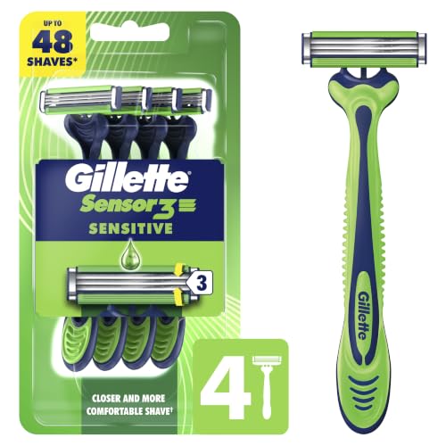 Gillette 4 Count (Pack of 1) / Sensor3 Sensitive (4ct) / Green/White Disposable Razors