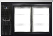 BBC50-SGD-PT Two Section Sliding Glass Door Refrigerated Pass-Thru Back Bar Cooler, 50" W x 34-3/4"H, Black Exterior