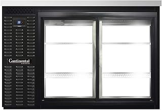 BBC50-SGD-PT Two Section Sliding Glass Door Refrigerated Pass-Thru Back Bar Cooler, 50" W x 34-3/4"H, Black Exterior