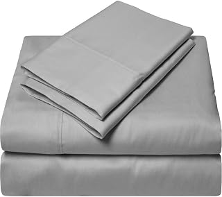 800-Thread Count-4Pcs Silver Bed Sheet Set King Sheets-Long Staple Cotton Sheet Set, Soft & Sateen Weave Bedding Set Deep Pocket fits Mattress Upto 15'' (Silver King Sheets)
