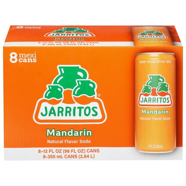 Mexi Cans Mandarin Soda, 12 Fl Oz, 8 Pack by Jarritos – Commercial Grade