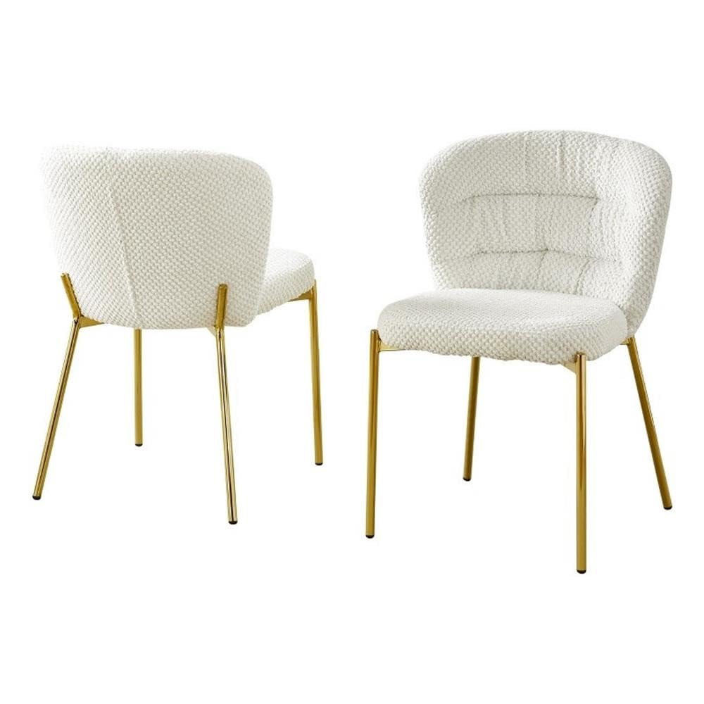 TM THE BEST CHOICE FOR YOUR HOME Set of 2 Modern Accent Chairs by Best Quality Furniture – Textile, Cream / Gold, Pack of 2, Model SC252