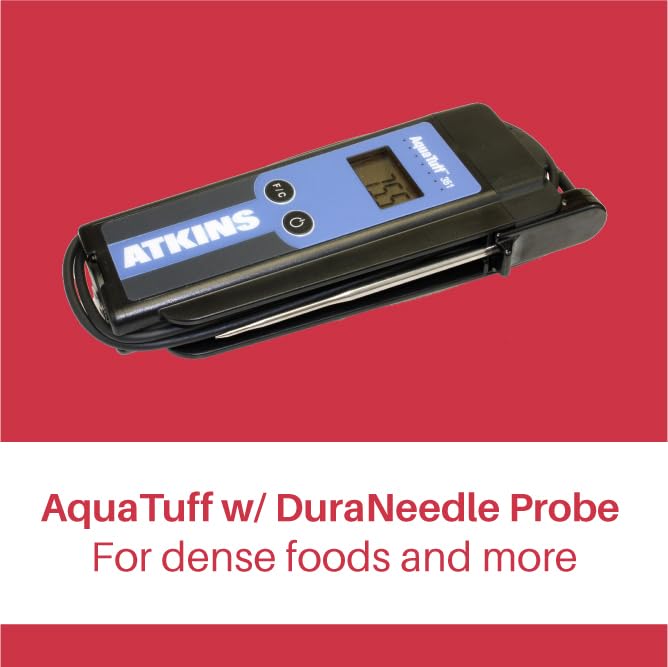 Atkins AquaTuff Waterproof Thermocouple Thermometer with Wrap and Stow DuraNeedle Probe by Cooper – Black, Model 35132