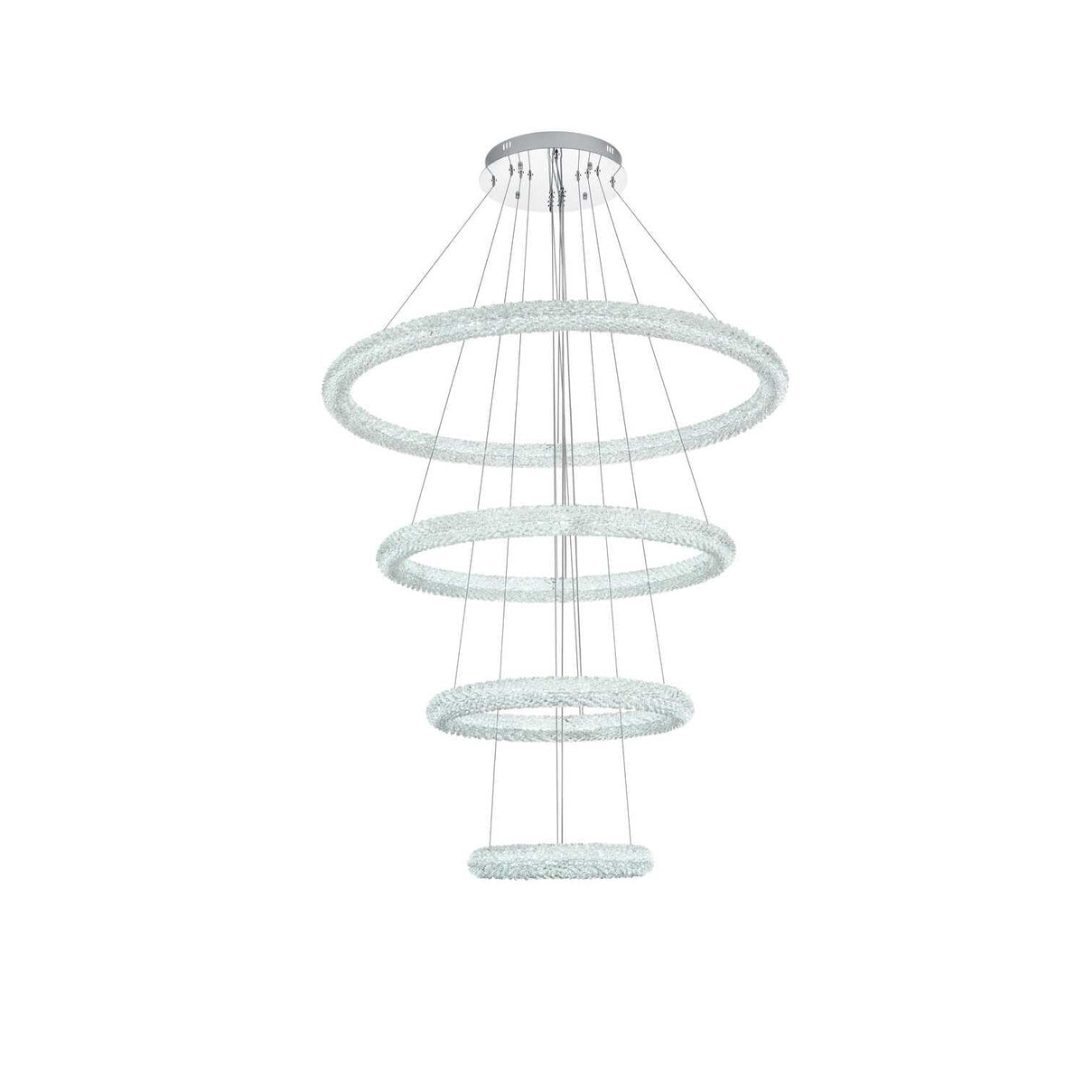 Bowen LED Chandelier Chrome by Lighting Design – Iron and Crystal, Chrome, Model 3800G41C