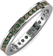 Round Created Alexandrite Channel Set Womens Eternity Ring Stackable 14K White Gold