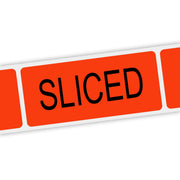 Specialty Printing Sliced Grabber Label Dayglo Red with Black Print by Phipps Label – 1.375*0.75 inches, Paper, Dayglo Red With Black Print, Pack of 1000, Model 80494