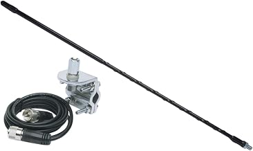 Solarcon Top Loaded Fiberglass Antenna with Mirror Mount & Cable 750 Watt Black