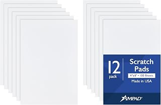 Ampad Scratch Pad,Size 4 x 6, White Paper , No Ruling, 100 Sheets per Pad (21-431),12 Pads