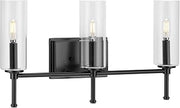 Elara Collection 3-Light Clear Glass New Traditional Bath Vanity Light Matte Black