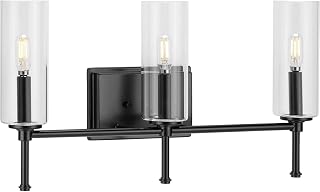 Elara Collection 3-Light Clear Glass New Traditional Bath Vanity Light Matte Black