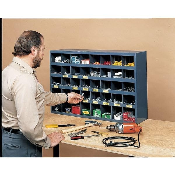 All-Welded Steel Bin Shelving - 33-3/4x12x42 - (42) 5-3/8x11-7/8x5-1/2 Bins by Durham – 12"L x 33.75"W x 42"H, Alloy Steel, Grey, Model 360-95