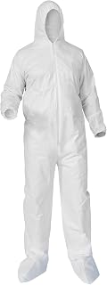 KLEENGUARD KGA35 Disposable Coveralls (38949), Liquid and Particle Protection, Zip Front, Elastic Wrists, Hood & Boots, White, Large (Qty 25)