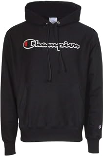 Champion Men's Reverse Weave Pullover, Chenille Script Black