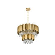 Willow Eight Light Chandelier Satin Gold by Lighting Design – Iron, Satin Gold, Model 3400G24SG