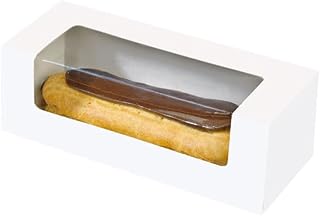 PacknWood Cardboard Window Box 5.9" x 2" x 2" for Eclair, Macaron & Hotdog - 50 Pieces